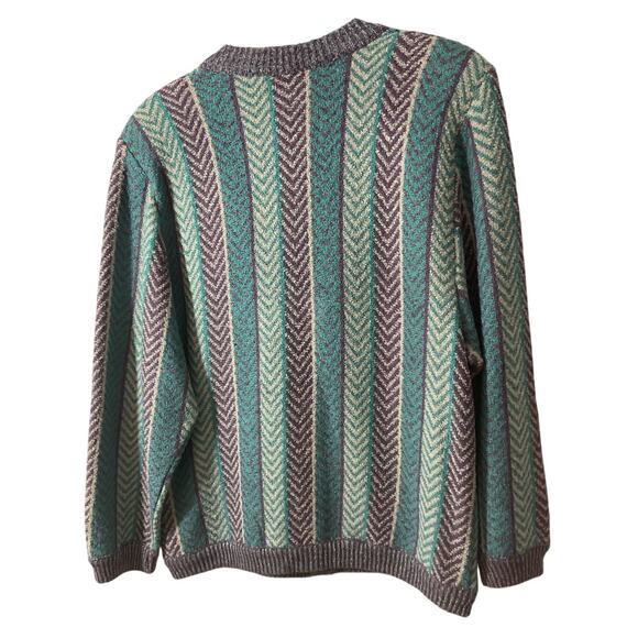 Vintage 80’s James Kenrob Union Made Cardigan Geometric XL - Picture 2 of 8